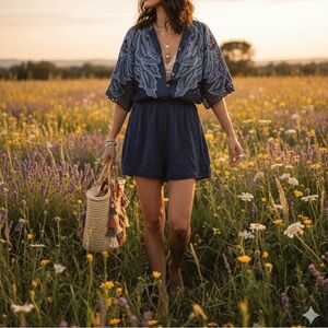 •nwt• ✨rare✨ Chasing Unicorns Lace Embroidered Romper